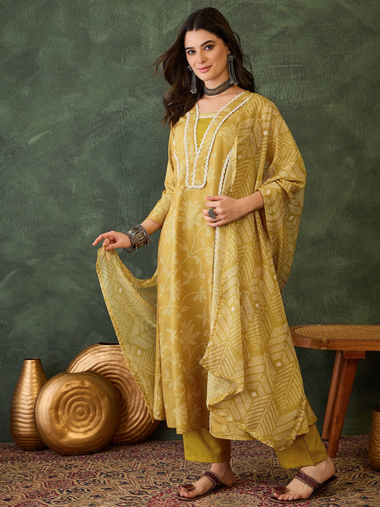 Mustard Bloom Printed Suit Sets