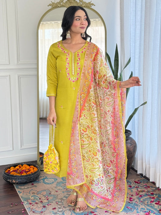 Golden Glow Viscose Silk Kurta Suit Sets