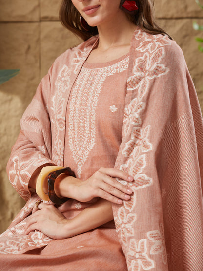 Vintage Rust Handloom Cotton Weaving Suit Set
