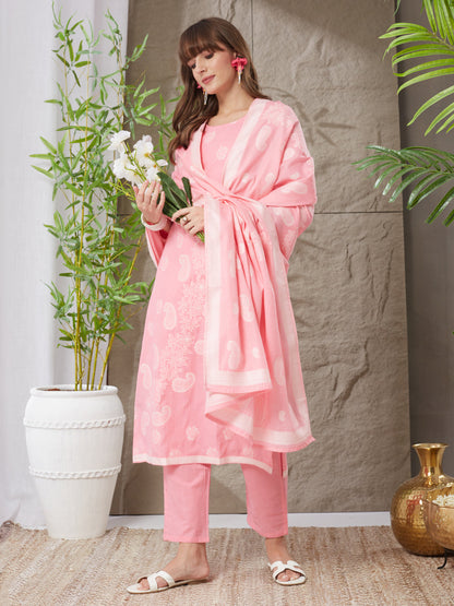 Stunning Handloom Cotton Weaving Suit Set