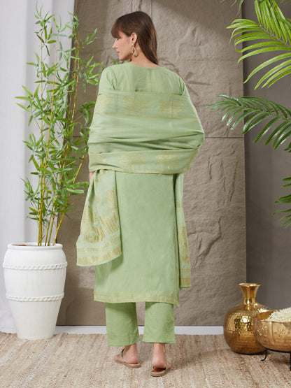 Aesthetic Handloom Cotton Weaving Suit Set