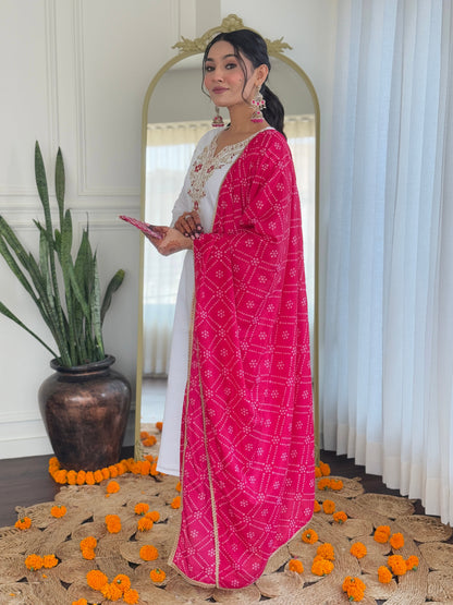 White Embroidered Kurta Pant Set