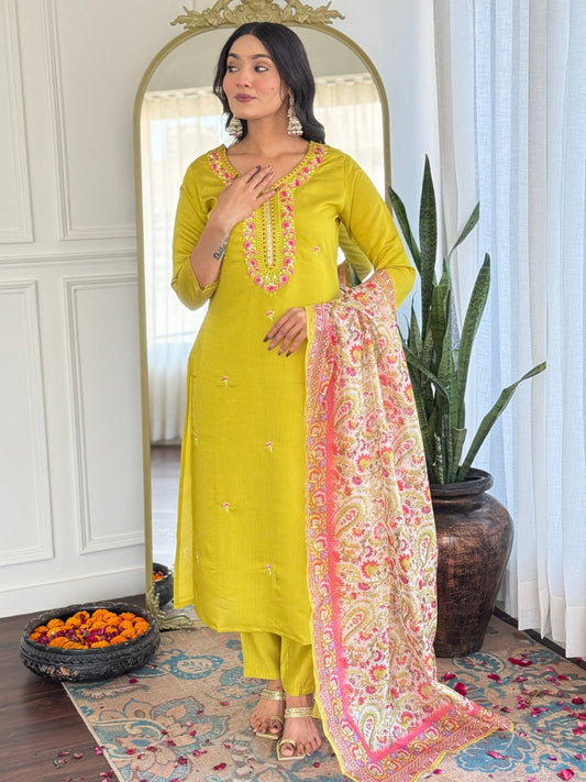 Golden Glow Viscose Silk Kurta Suit Sets