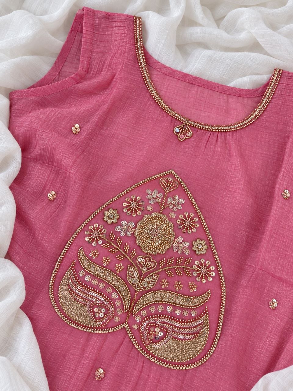 Dusty Pink Embellished Ethnic Co-Ord Set