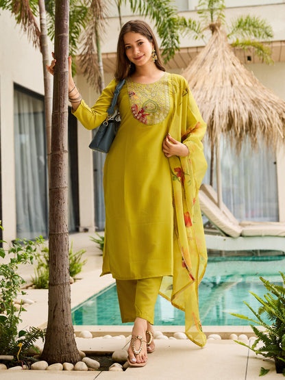 Sunshine Grace Yellow Viscose Silk Suit Sets