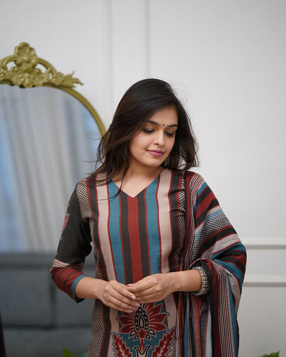 Printed Rayon A-Line Kurta Set