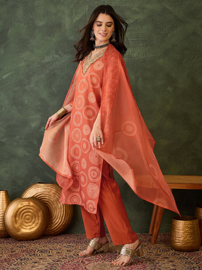 Sunset Rust Printed Suit Sets