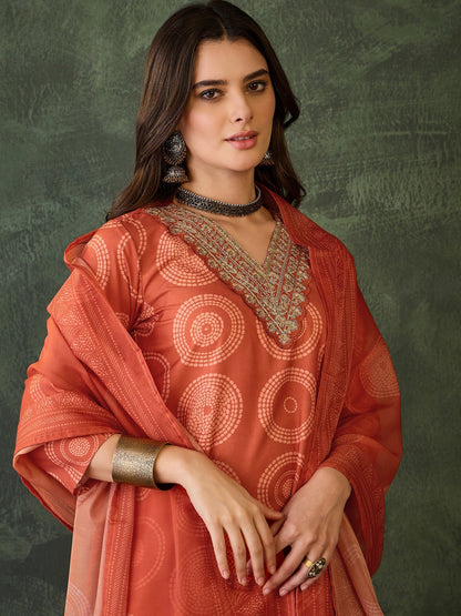 Sunset Rust Printed Suit Sets