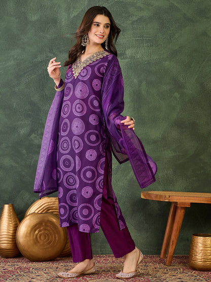 Royal Purple Printed Suit Sets