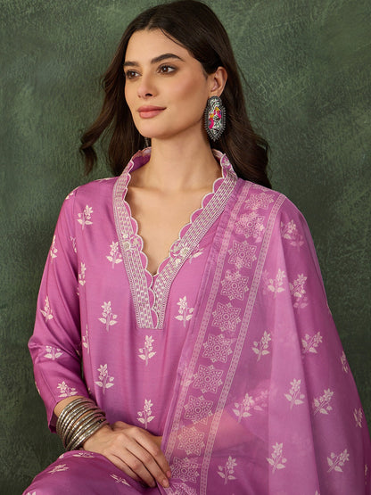Onion Pink Embroidered Suit Sets