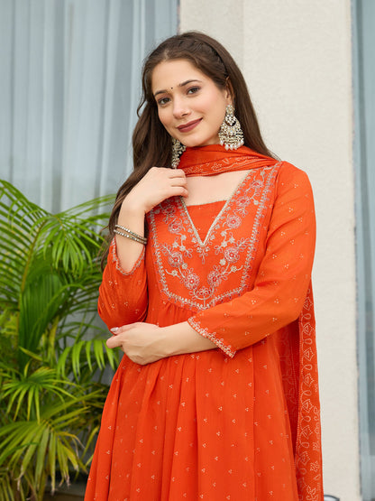 Sunset Bloom Embroidered Suit Sets