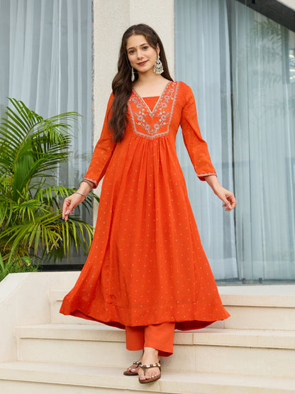 Sunset Bloom Embroidered Suit Sets
