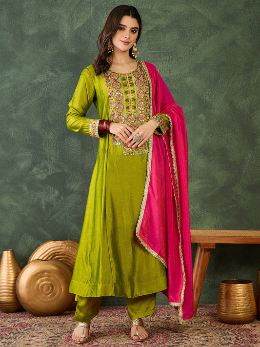 Liril Green Embroidered Suit Sets