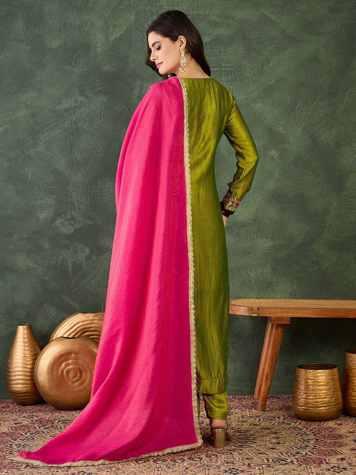 Liril Green Embroidered Suit Sets