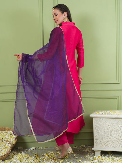 Rani Pink Silk Flared Suit Sets