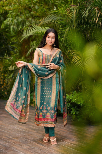 Rama Printed Zarna Silk Suit Set